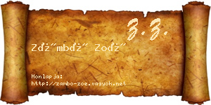 Zámbó Zoé névjegykártya